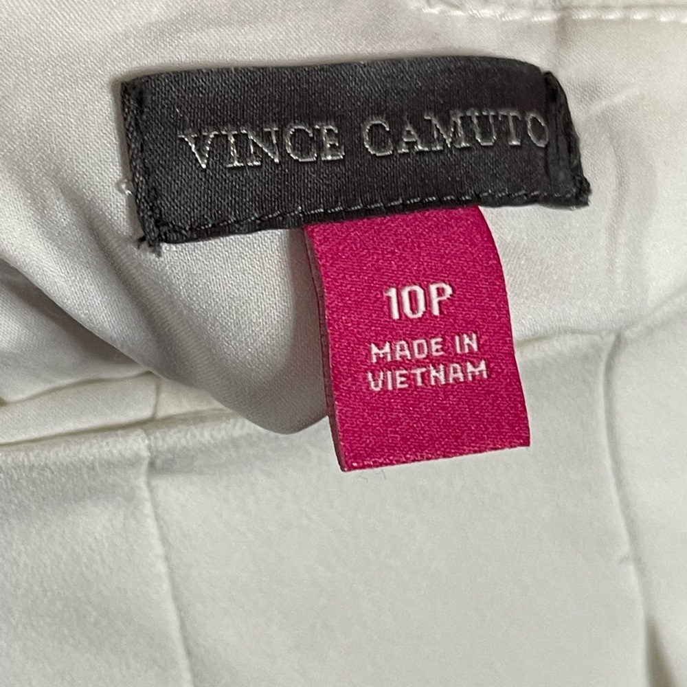 Vince Camuto White Wide Leg Pant- Pleated and back zip up! Size 10p - Picture 8 of 8